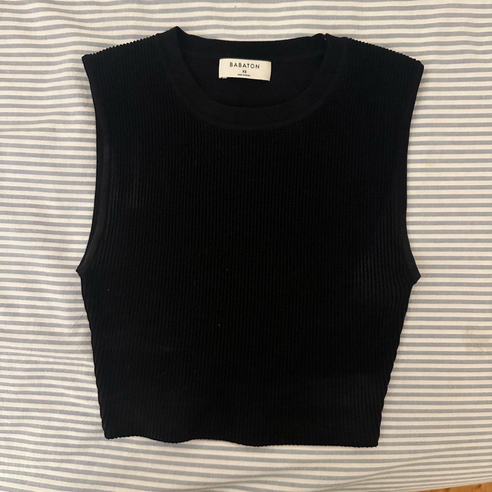 Aritzia Black Babaton Ribbed Top